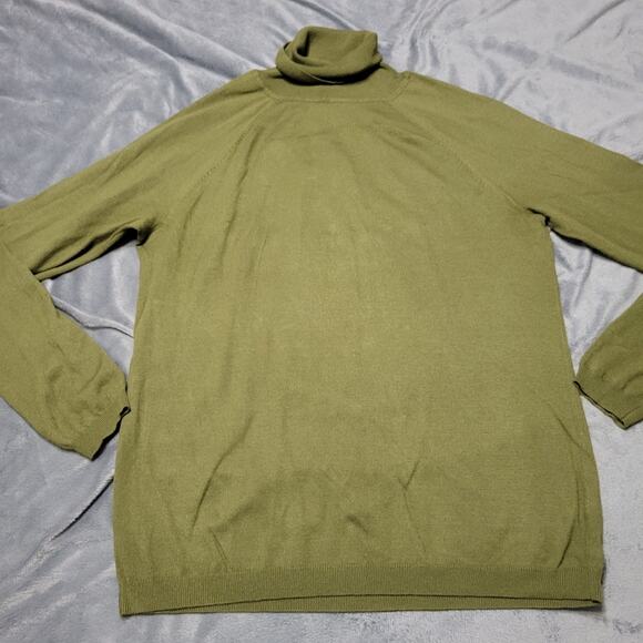 Talbots Turtleneck Sweater Womens Large Green Rayon NylonComfort Stretch - Picture 1 of 10